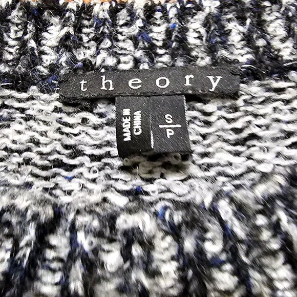 Theory Women's Black & White Speckled Knit Wool Blend Sweater S/P - Picture 3 of 8